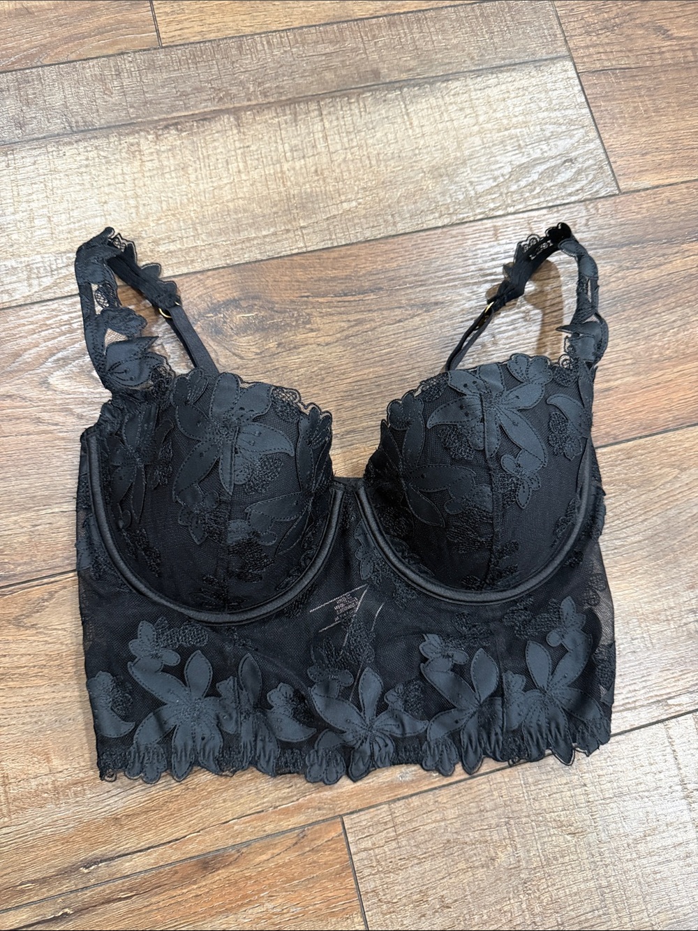 Victorias Secret Very Sexy Black Floral Lace Longline Bra - Women Intimates